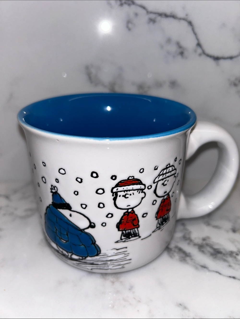 Peanuts Snoopy Blue Puffer Coat Coffee Mug